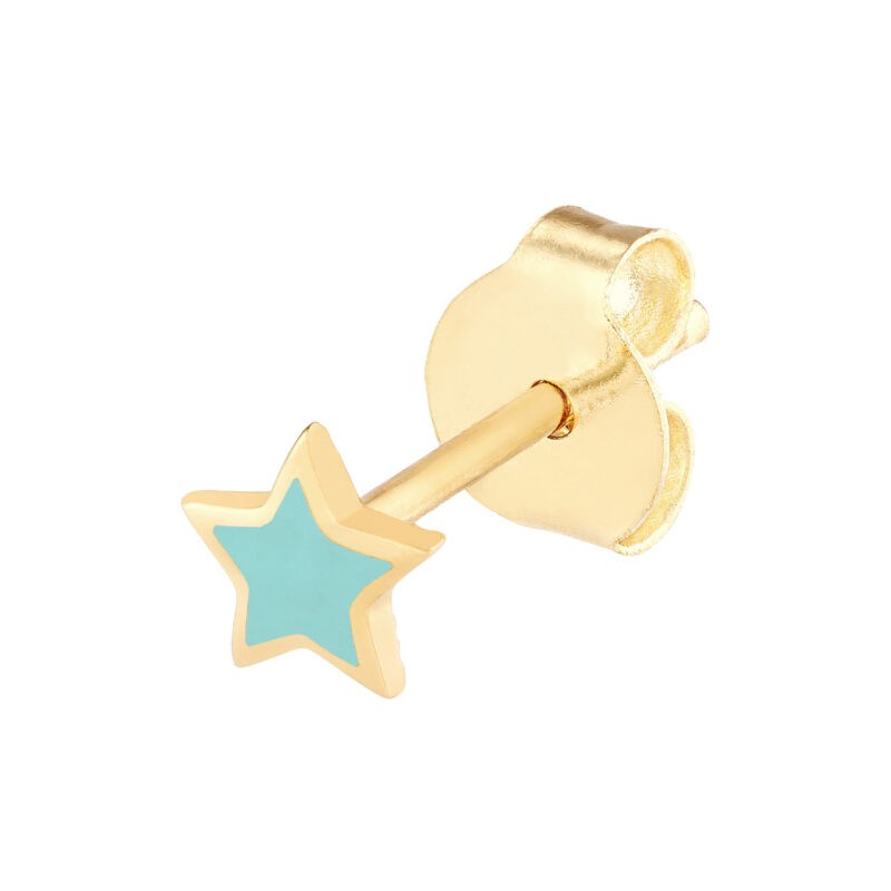 14k Turquoise Enamel Star Stud Earrings