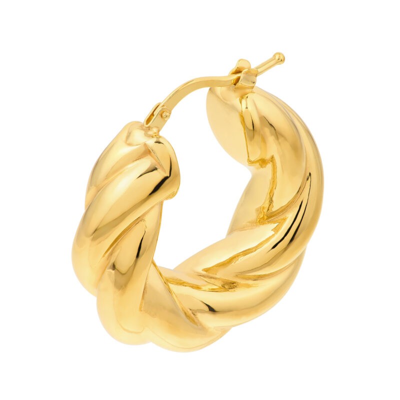 14k Wide Twisted Hoop Earrings