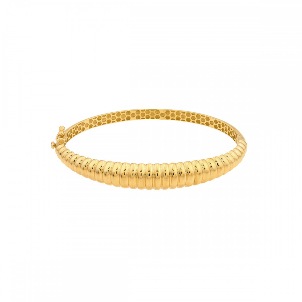 14k Graduated Ribbed Bangle