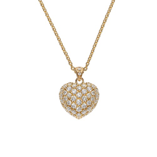 18K Diamond Heart Pendant Necklace