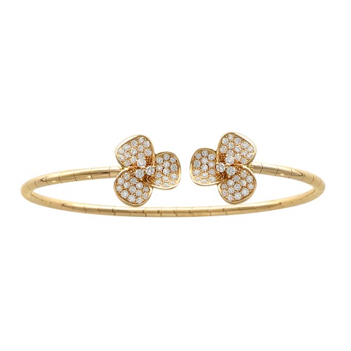 18K Diamond Flower Bangle