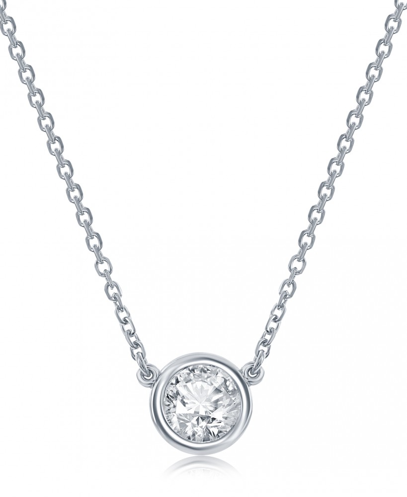 14k Diamond Bezel Pendant Necklace