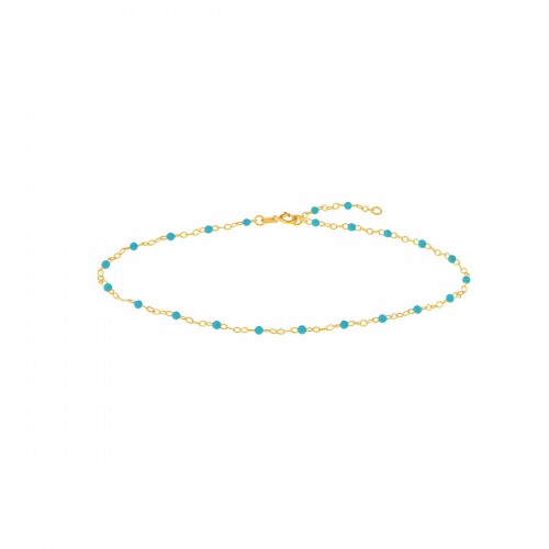 14k Turquoise Enamel Bead Anklet