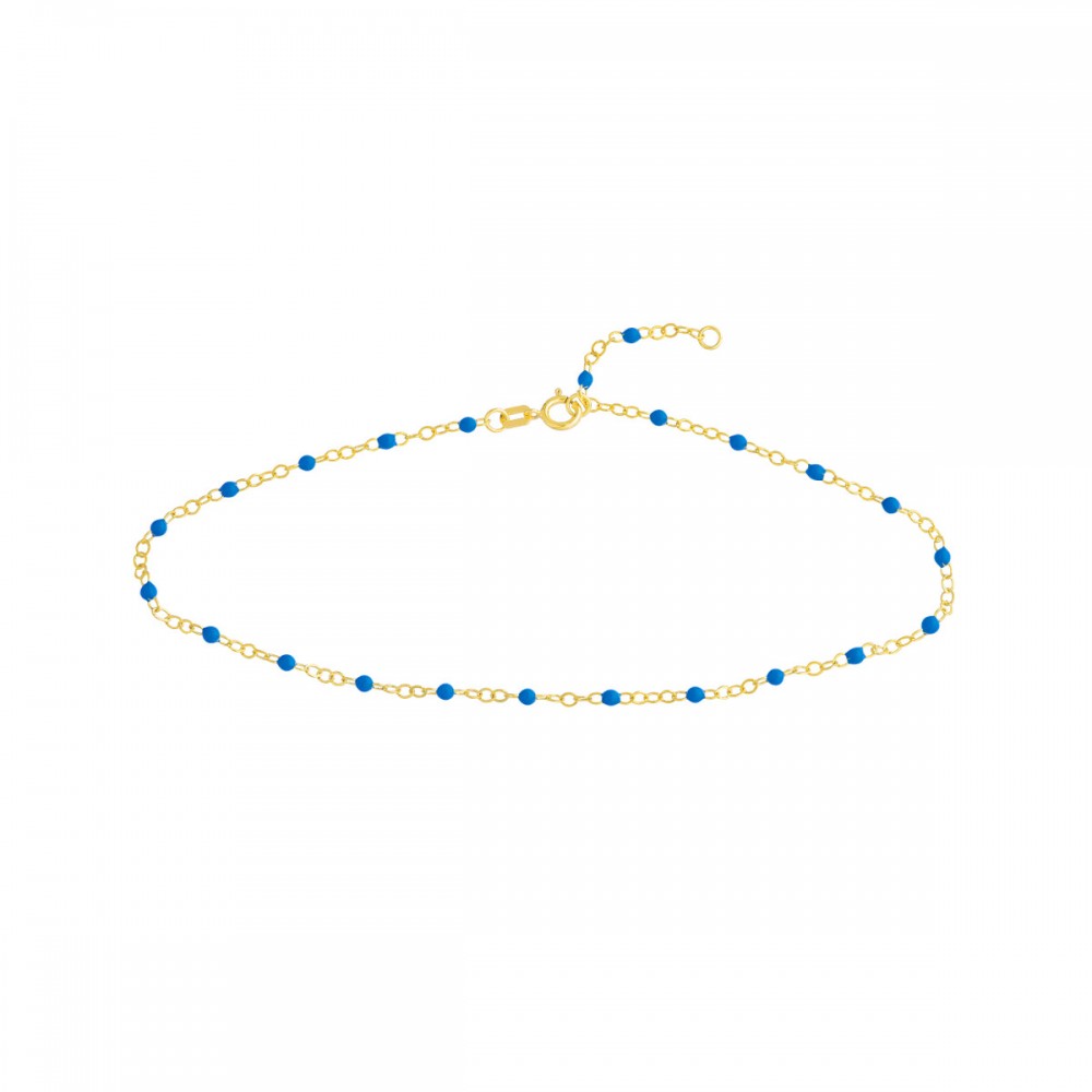 14k Colbolt Enamel Bead Anklet