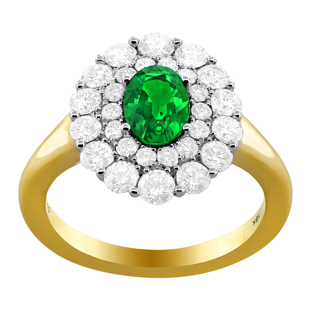 18K Emerald and Diamond Ring