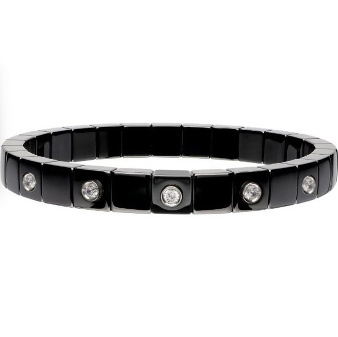 Scacco Black Ceramic Stretch Bracelet By Roberto Demeglio