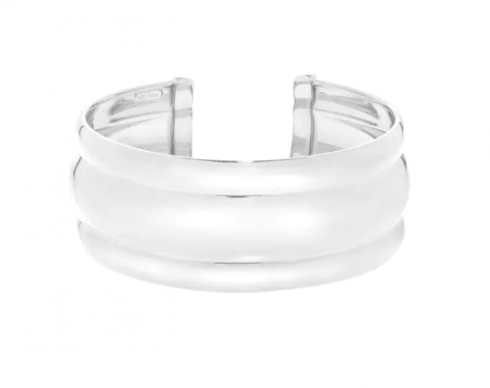 Sterling Silver Bold Ribbed Cuff Bangle