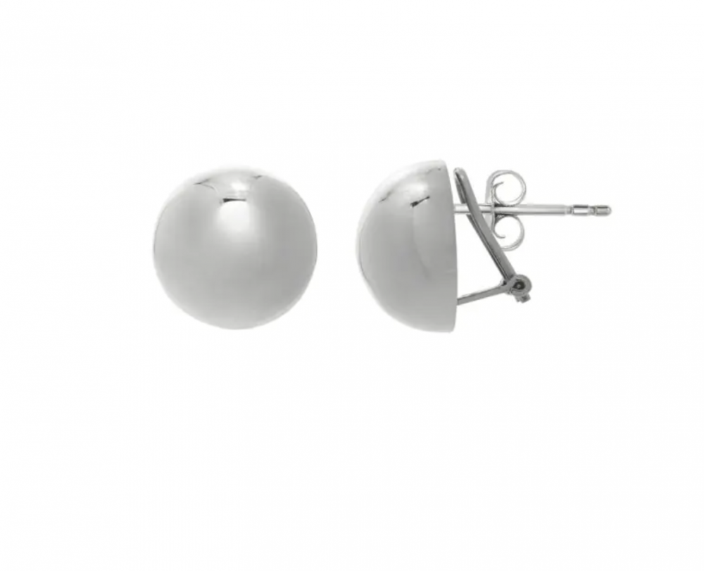 Sterling Silver Puffed Button Stud Earrings