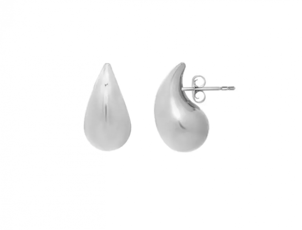 Sterling Silver Puffed Teardrop Stud Earrings