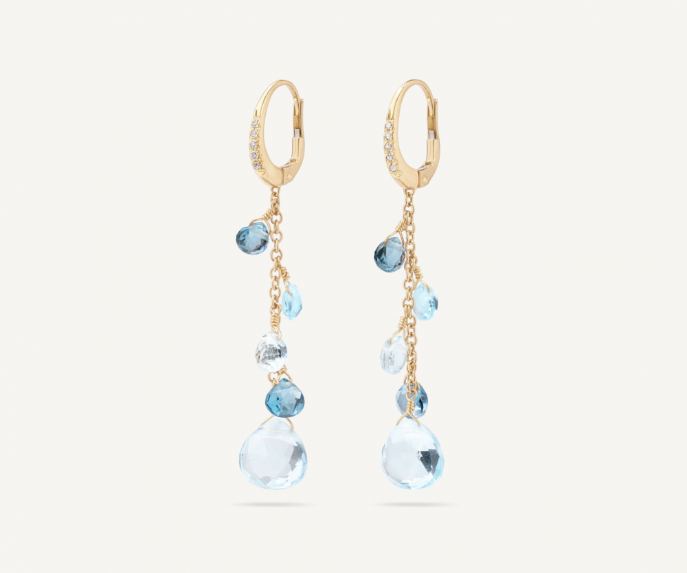 18K Diamond and Topaz Drop Earrings