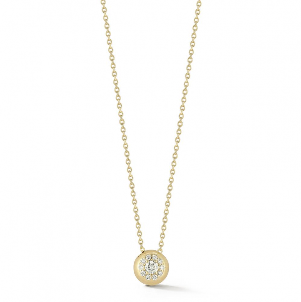 14K Diamond Halo Pendant Necklace