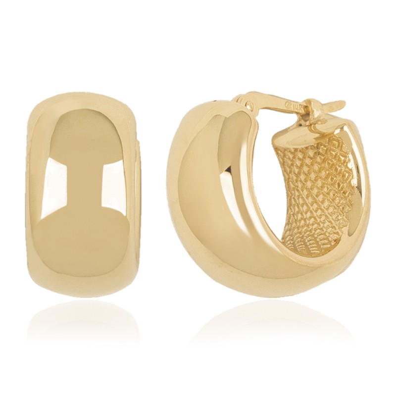 14K Yellow Gold Plain Huggie Hoop Earrings By PD Collection