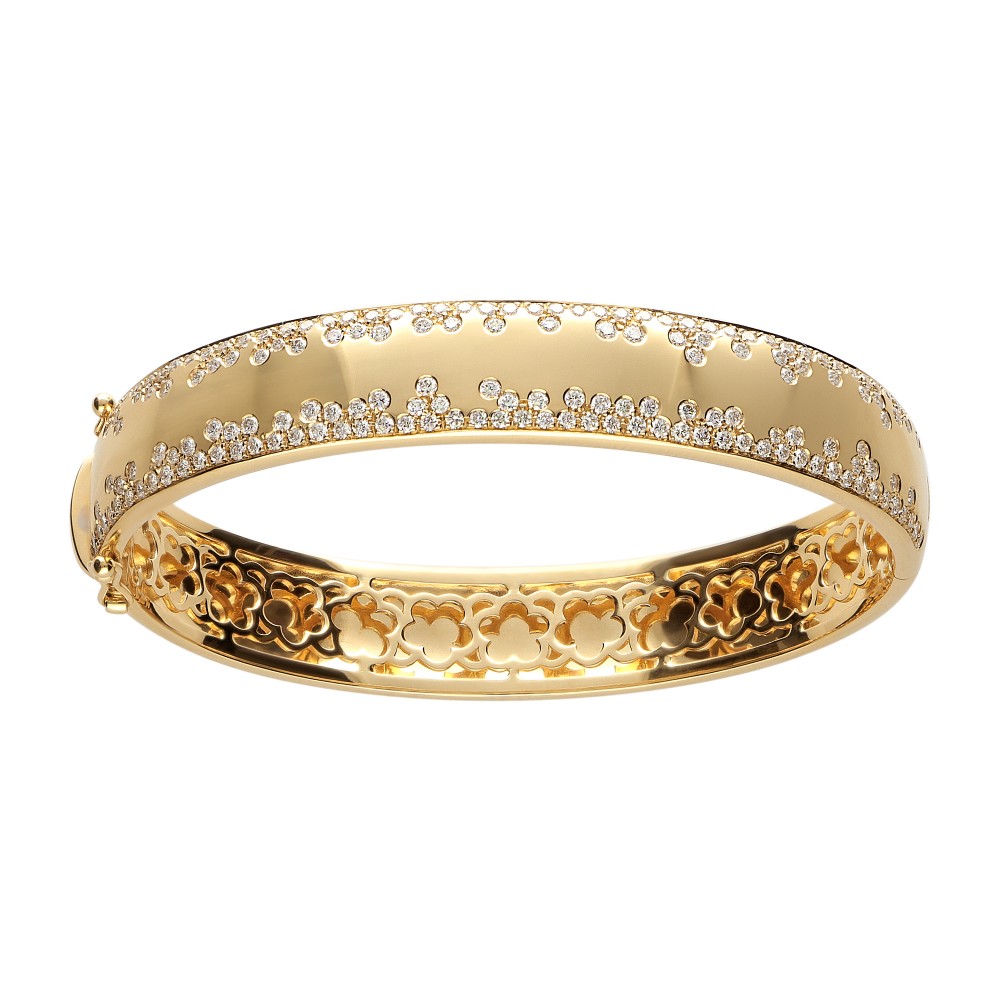 18K Yellow Gold Scattered Diamond Bangle