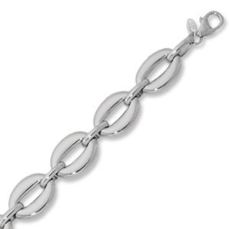 Sterling Silver Small Oval Link Bracelet By PD Collection