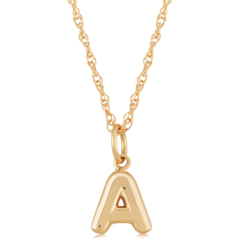 14K Yellow Gold Initial A Necklace By PD Collection