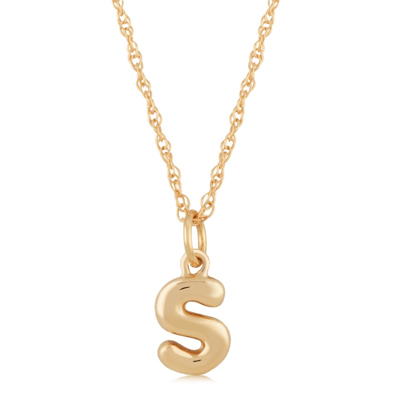 14K Yellow Gold Initial S Necklace By PD Collection