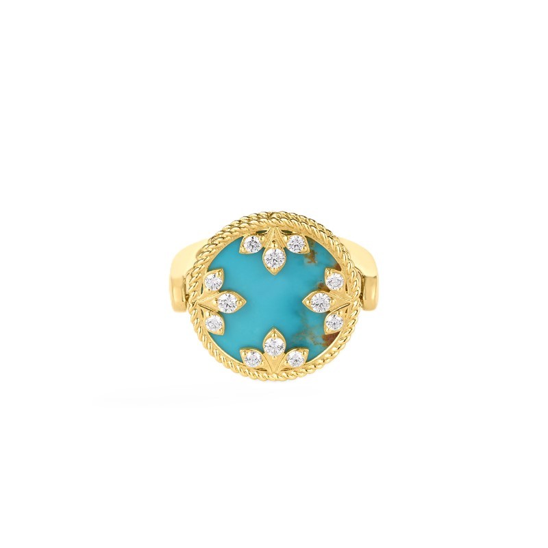 18K Yellow Gold Venetitan Princess Medallion Ring