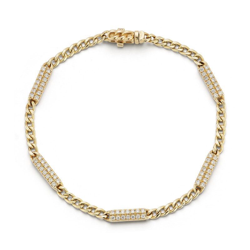 14K Yellow Gold Sylvie Rose Cuban Chain Bar Bracelet