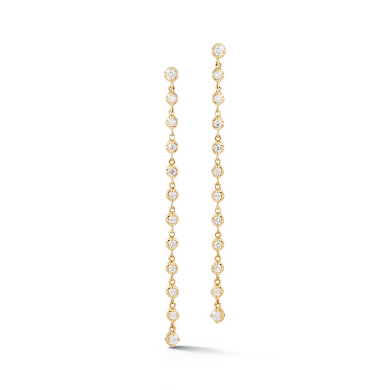 14K Yellow Gold Prong Set Dangle Drop Earrings