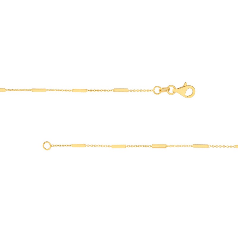 14K Yellow Gold Bar Station Cable Chain Bracelet