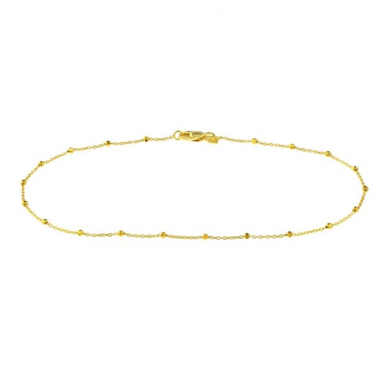 14k Saturn Bead Station Anklet