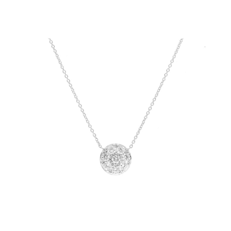 14K White Gold Diamond Cluster Pendant Necklace