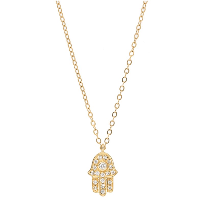 14K Yellow Gold Hamsa Pendant Necklace