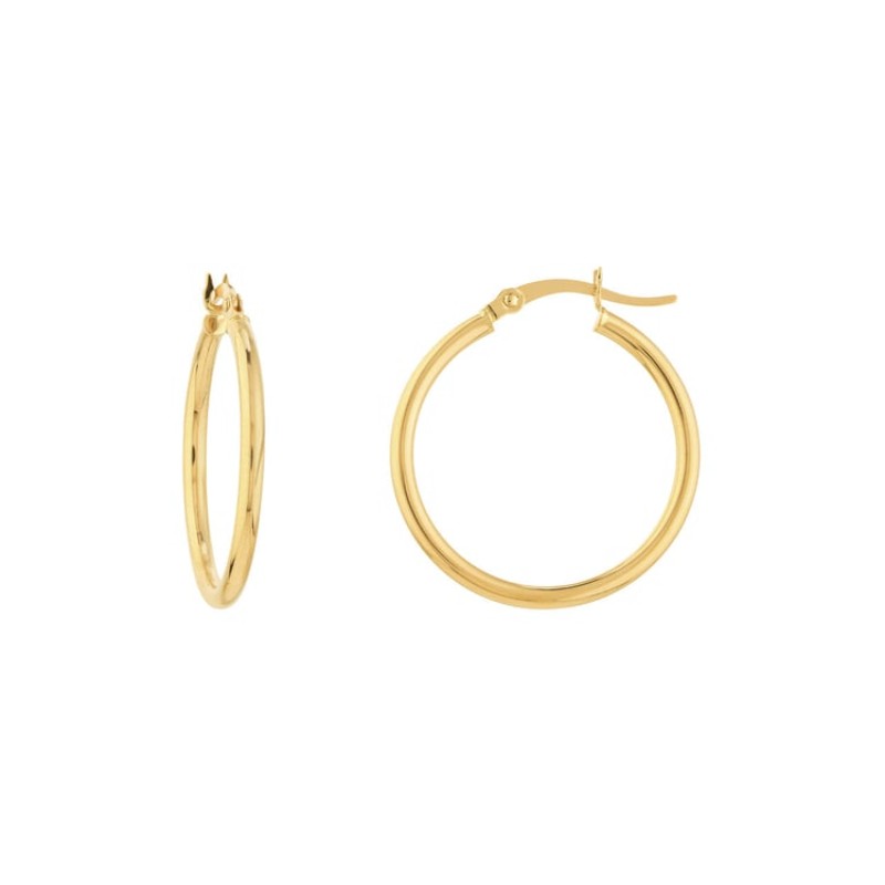 14K Yellow Gold 2Mm X 25Mm Round Hollow Hoop Earrings By Pd Collection