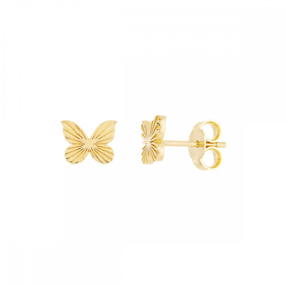 14k Fluted Butterfly Stud Earrings