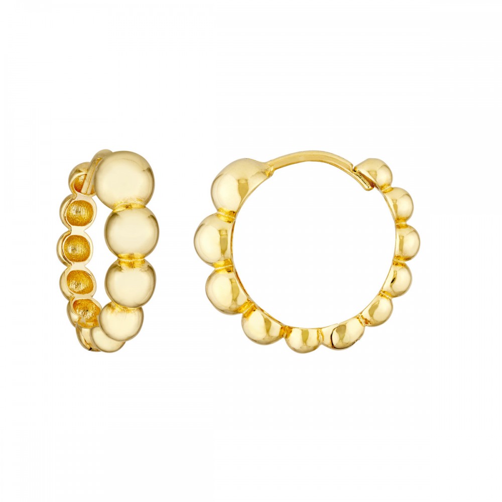 14k Graduated Beaded Hoop Earrings