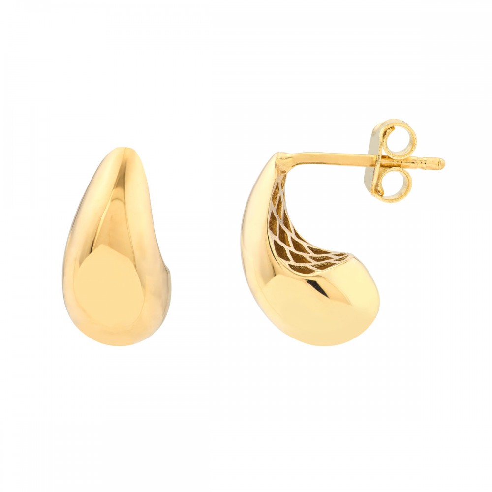 14k Small Teardrop Dome Earrings