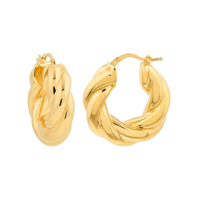 14k Wide Twisted Hoop Earrings