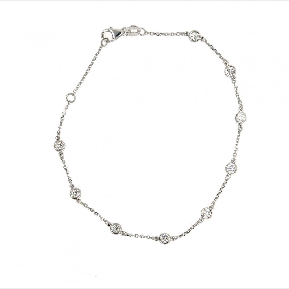 14K White Gold 2.4Mm Diamonds By The Yard Bracelet