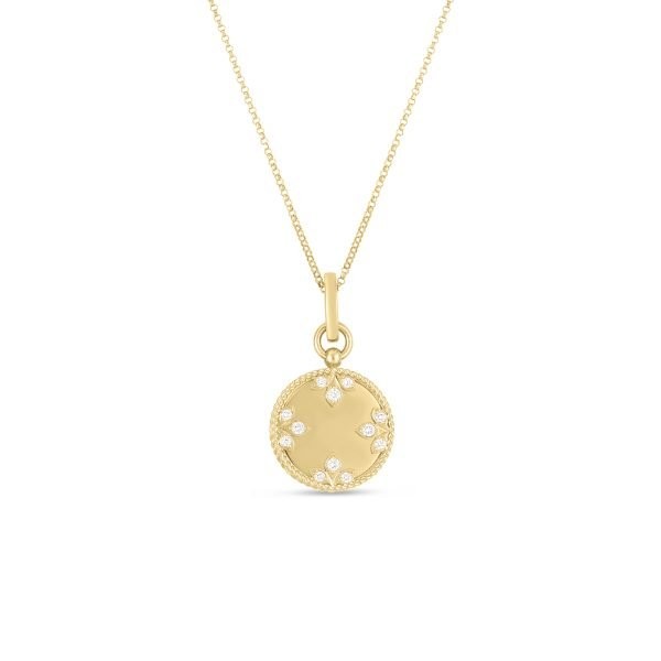 18k Diamond Small Medallion Charm Necklace