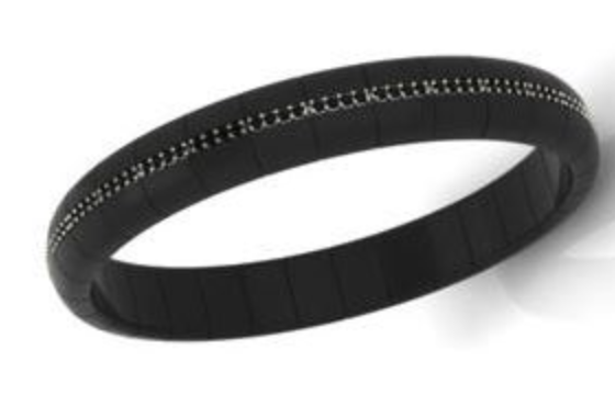 18K White Gold Matte Black Ceramic Stretch Bracelet By Roberto Demeglio