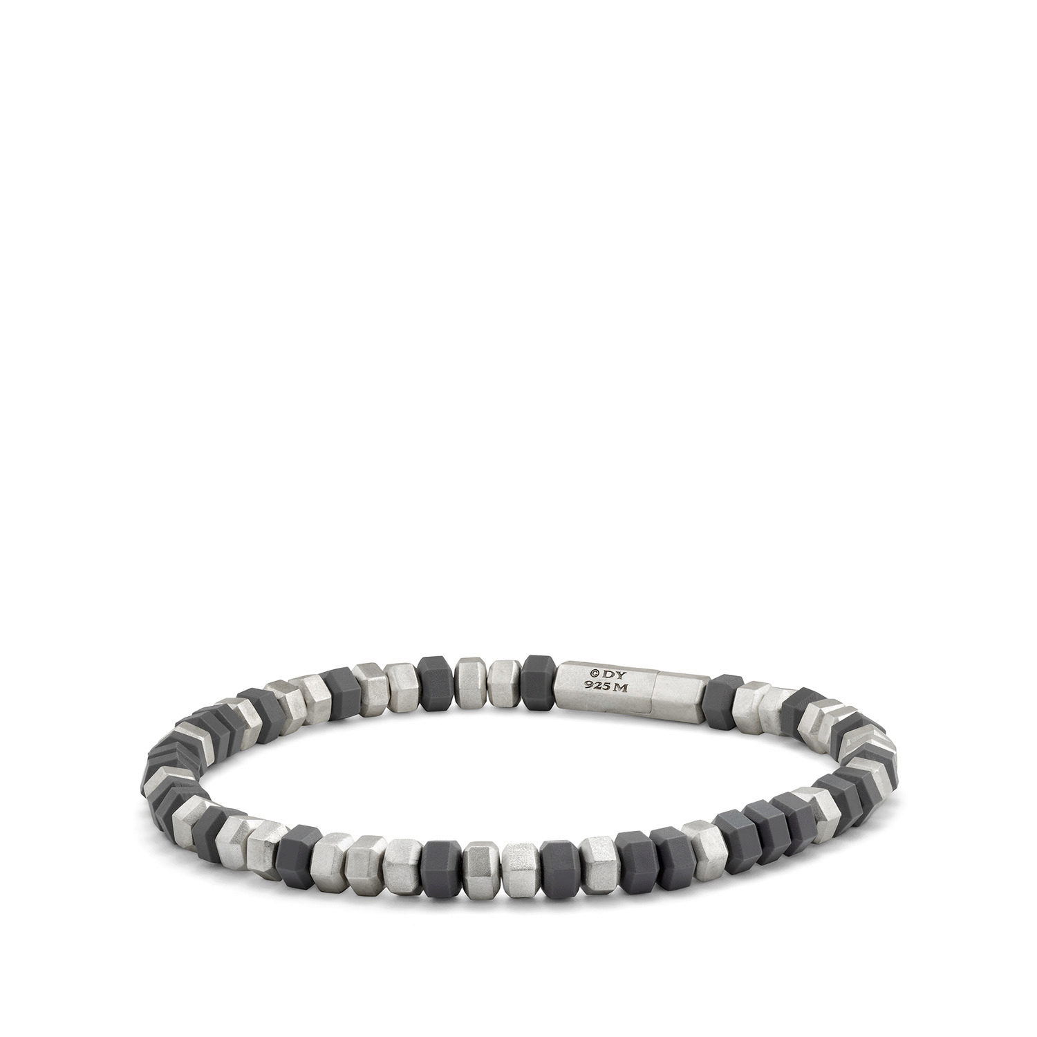 Hex Bead Bracelet in Grey, 8mm - B25008MSSRBRGRY