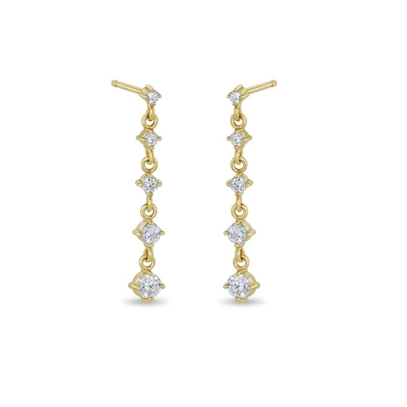 Zoe Chicco Large Square Oval Link Earrings in Yellow Gold/Diamond