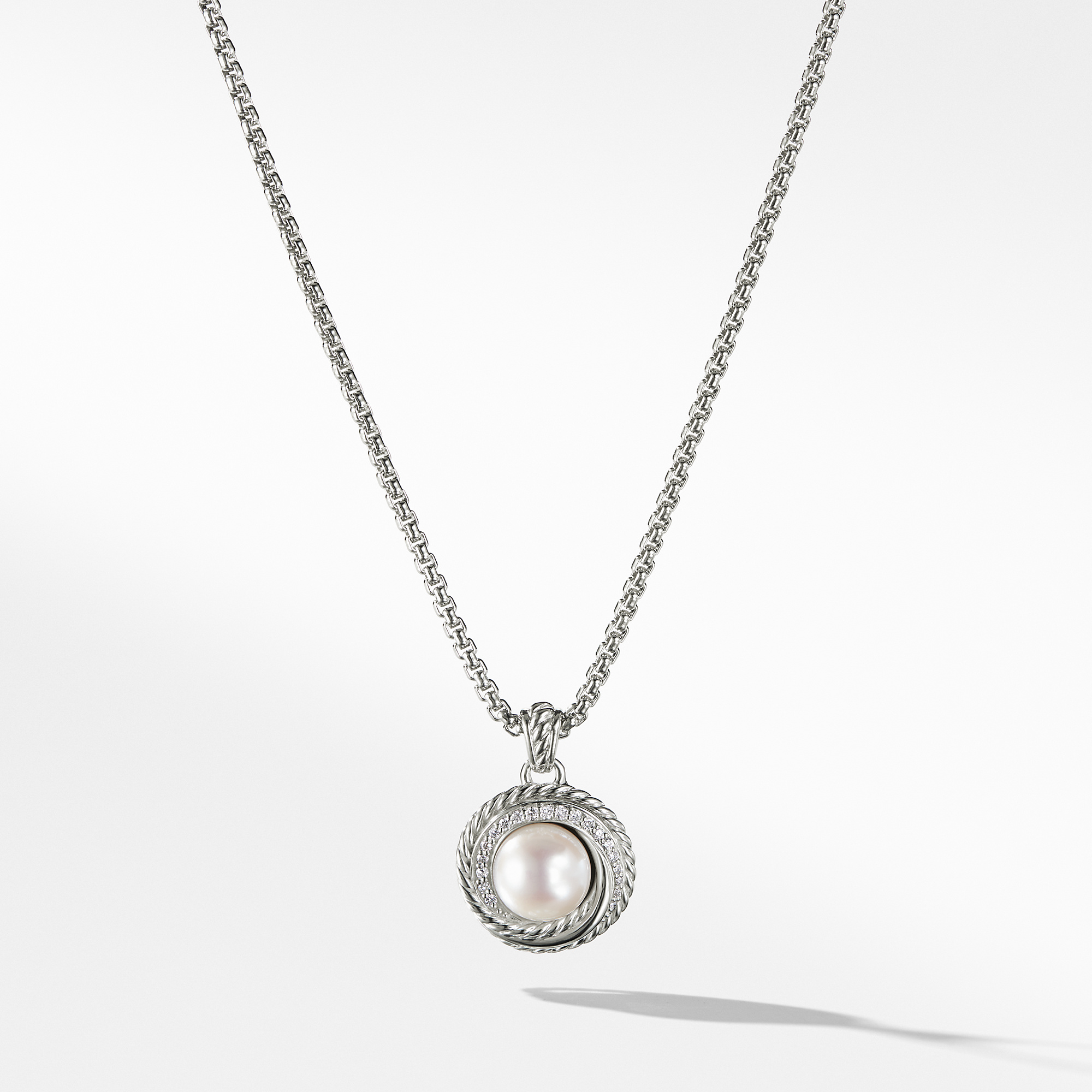 Pearl Crossover Pendant Necklace with Diamonds - N11781DSSDPEDI